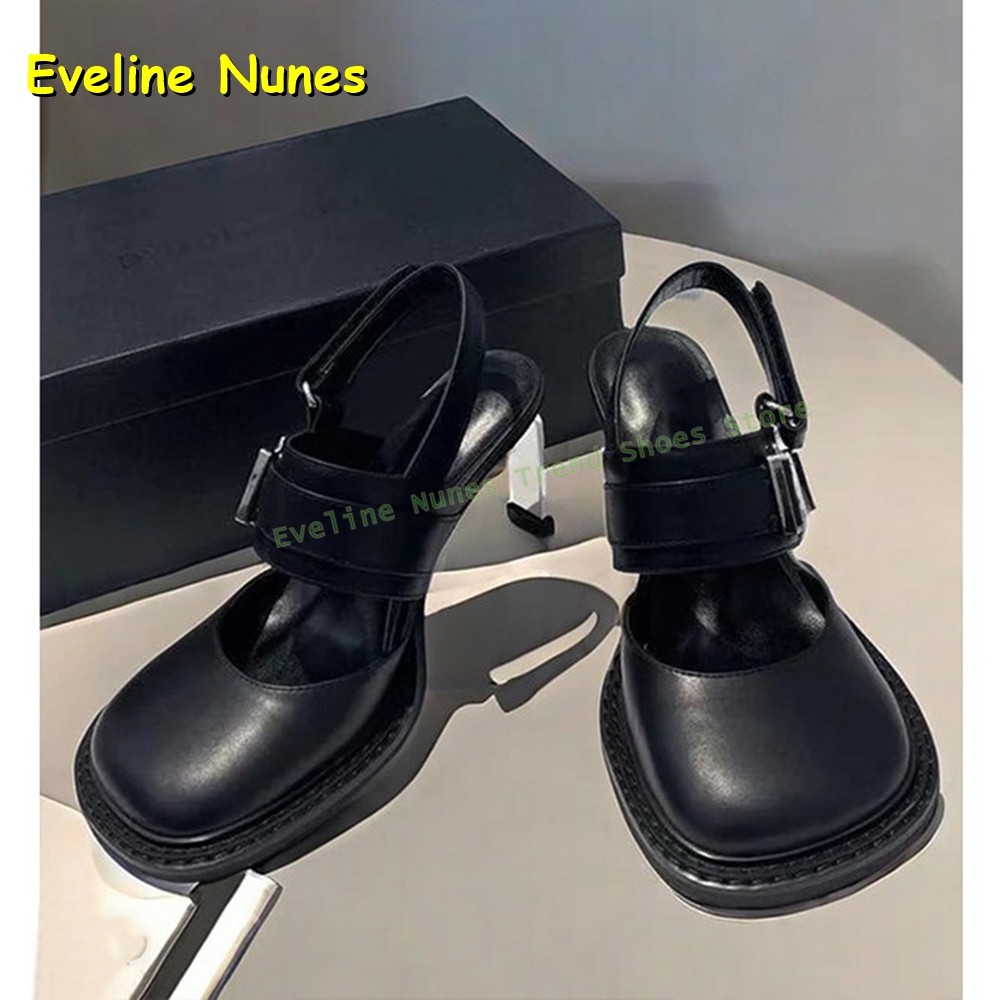 Women's Black Square Toe Buckl - Sandals ulasan dan harga