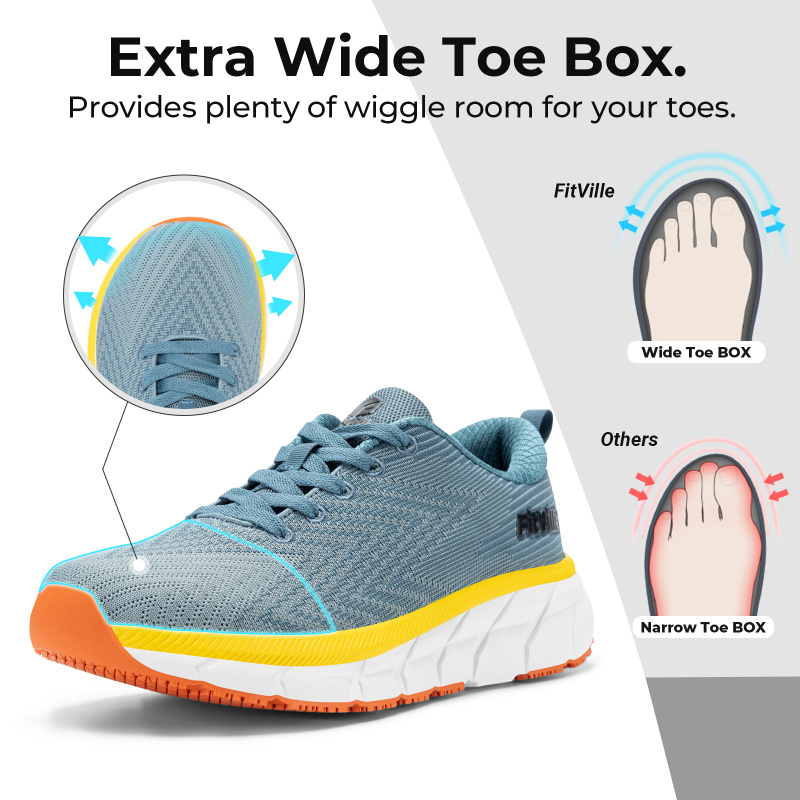 FitVille Wide Toe Box Men'S Sh - Wide Toe Box Running Sneakers ulasan dan harga